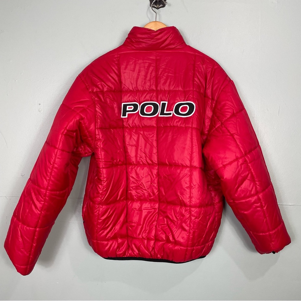 Vintage Polo Sport Ralph Lauren Puffer Jacket Reversible Red Black Men’s Size L
